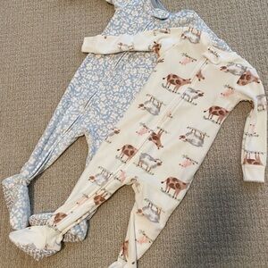 Carters Adorable Farm Animal and Floral Kids One Pieces Pajamas PJ Velour